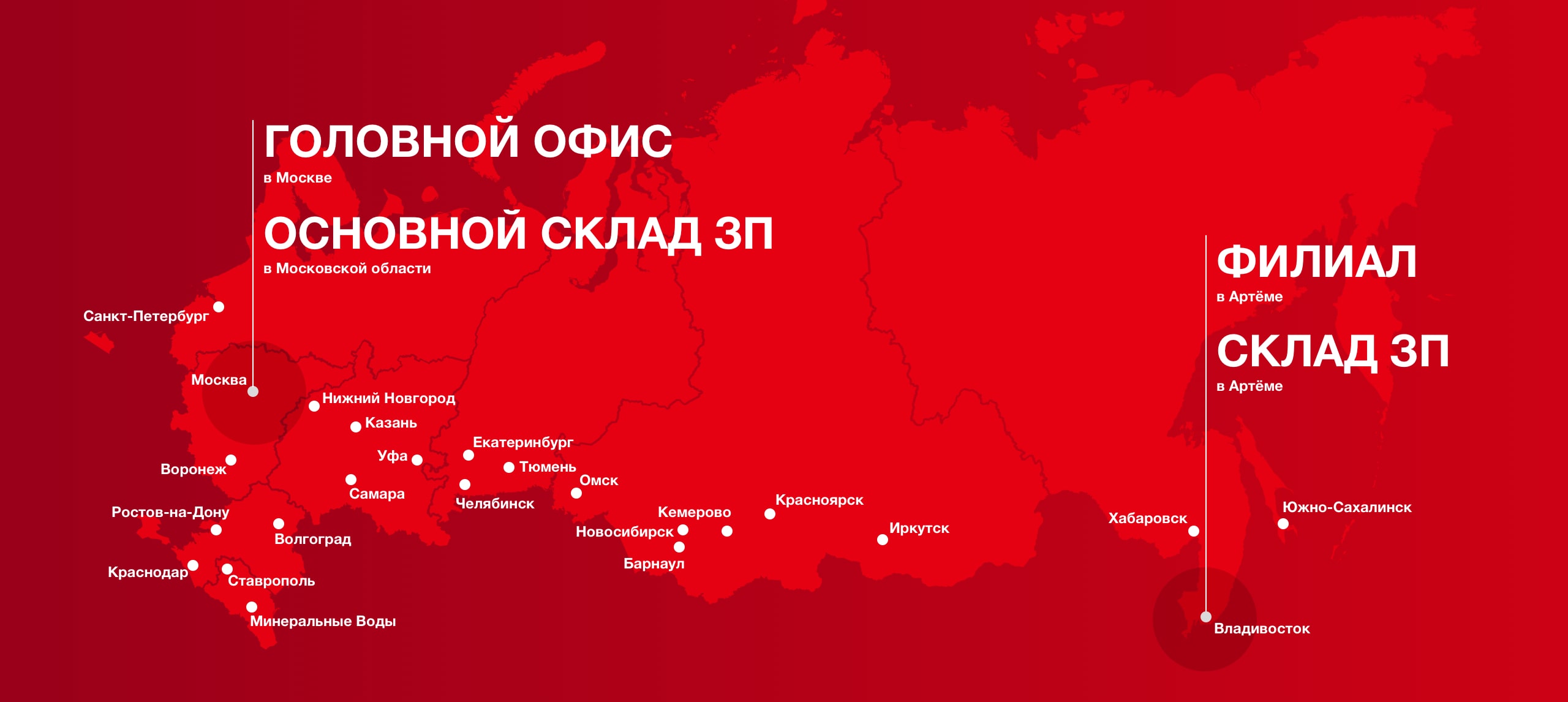 Карта Росссии с указанием диллерских центров